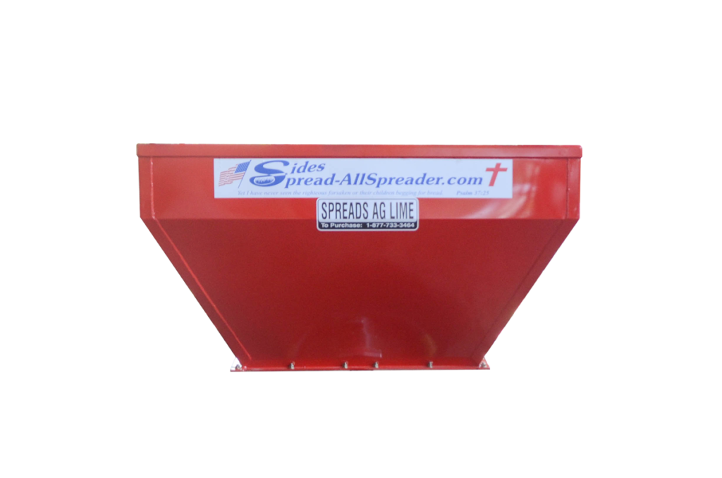 Red Narrow Row Hopper from Sides Spreader